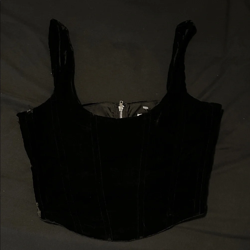 With Jean Cindy Corset Black Velvet Top Women’s Small - Picture 4 of 5